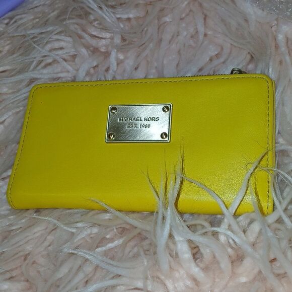 Michael Kors Yellow Wallet with Silver Accents - Picture 8 of 10
